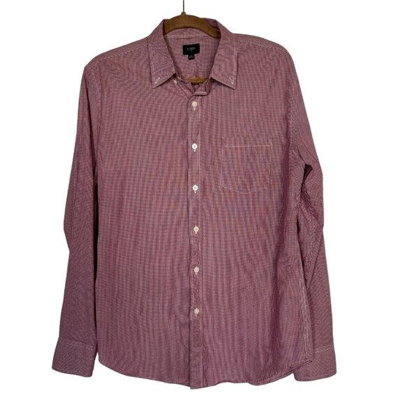 Men’s J CREW‎ Factory Button Down  Check Shirt Large Red & White - Picture 1 of 5